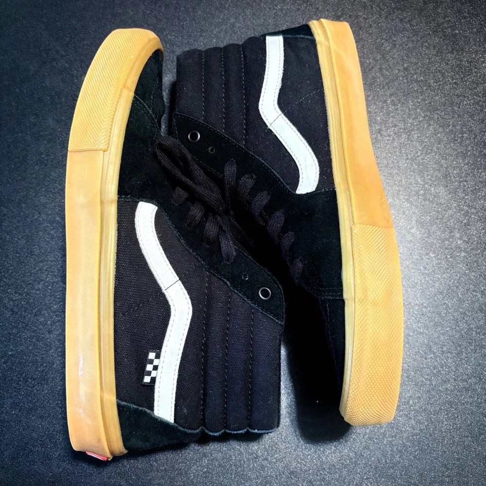 VANS SKATE SK8-HI BLACK skateboard SHOE men size 12 canvas suede goth sneaker